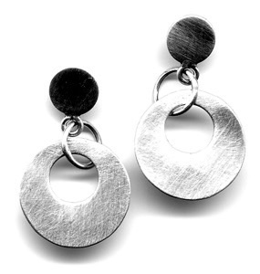 OLGA $125-sterling silver earrings with lightly brushed surface (1 1/4" long post earrings)